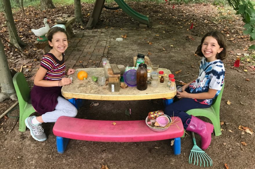 Kids playing home and family outdoors